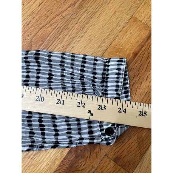 Anthropologie Cloth & Stone Women's M Black Striped Button Up Rayon Shirt Boho - Picture 6 of 9